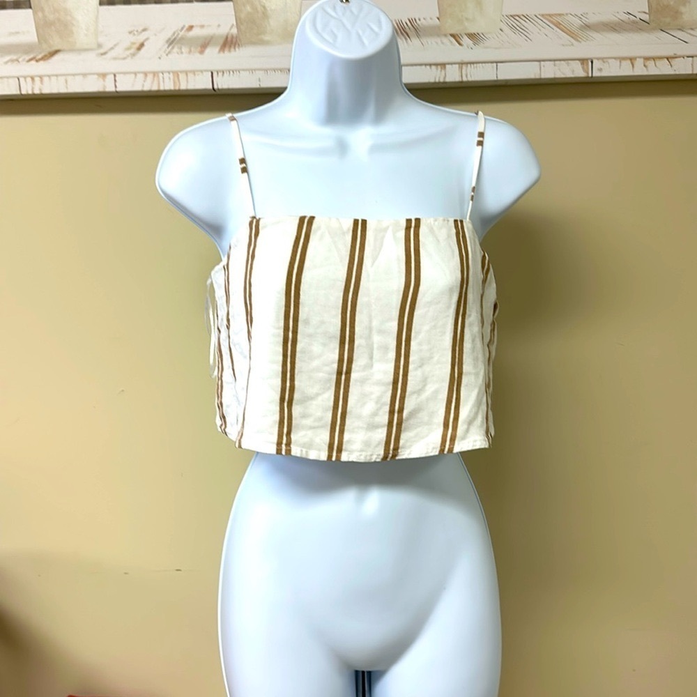 Lottie Moss XS Beige Striped Crop Top